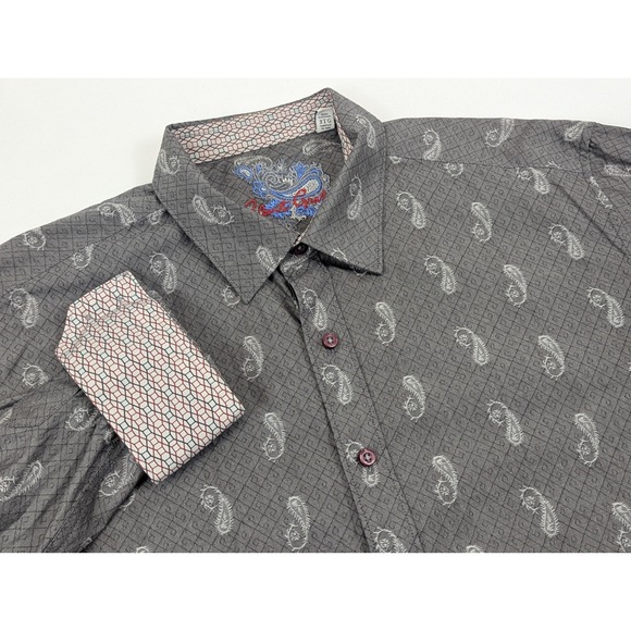 Robert Graham Bayview Paisley Jacquard Long Sleeve Button Flip Shirt Mens 3XL - Picture 2 of 9